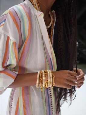 Lemlem x H&M striped lyocell blend kaftan dress XS colourful stripes rainbow